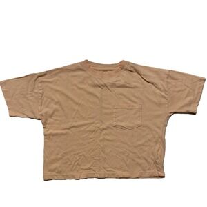 SO Goods For Life Womens XS Peach Orange Cotton Boxy Pocket T-Shirt Short Sleeve